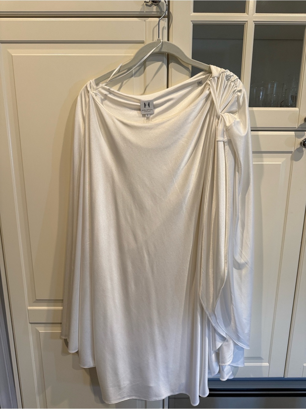 Halston Heritage white One-Shoulder Draped Mini Dress